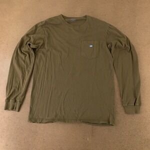 Southern Tide Men's Size Medium Green Long Sleeve Crew Neck Logo Pocket T-Shirt